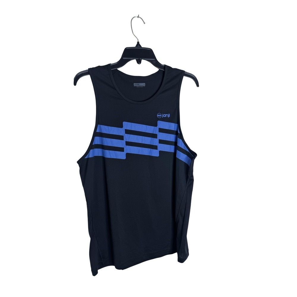 Janji Tank Top Mens Medium Black Blue Run All Day Running‎ Recycled Polyester